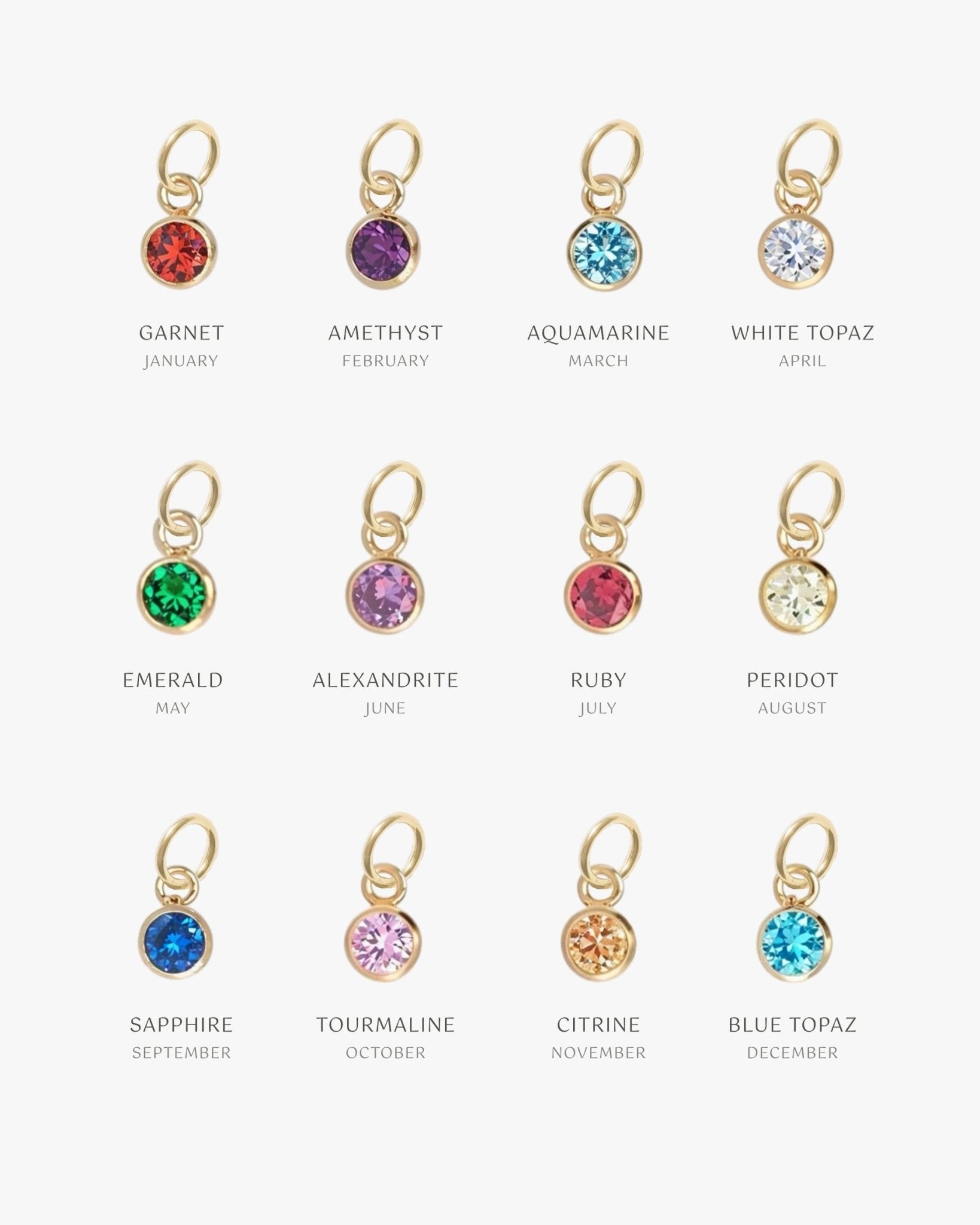 Birthstone Round Charm - Midori Jewelry Co.
