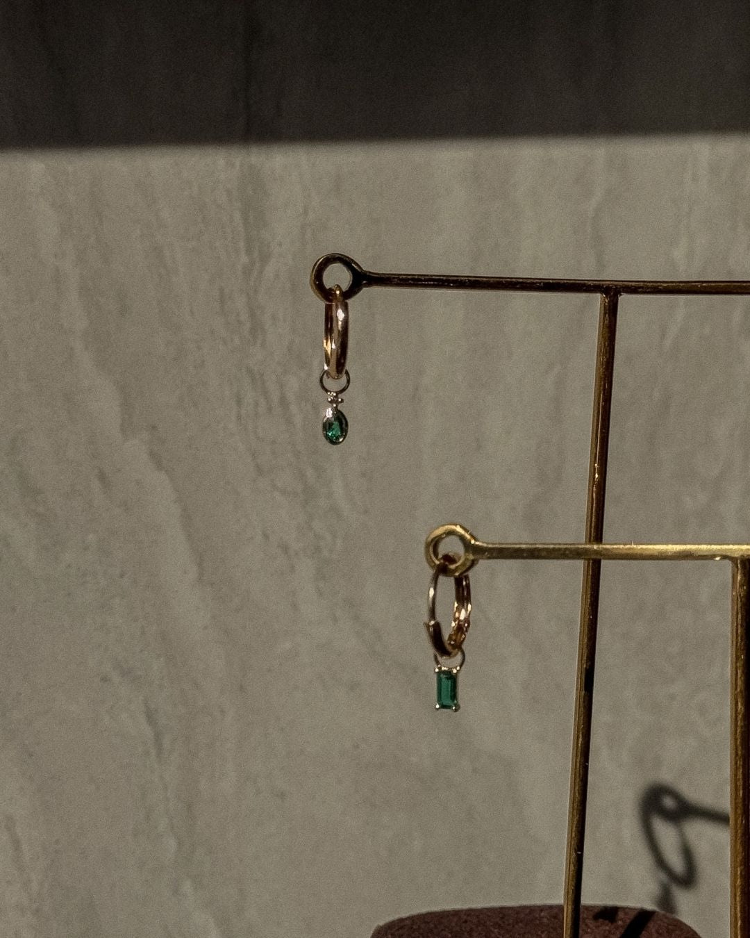 Oval Emerald Huggie Charm - Midori Jewelry Co.