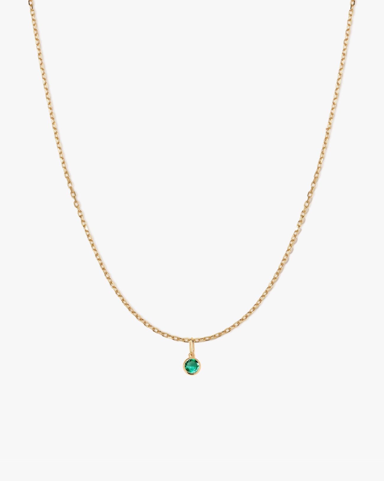 Round Emerald Charm Necklace - Midori Jewelry Co.