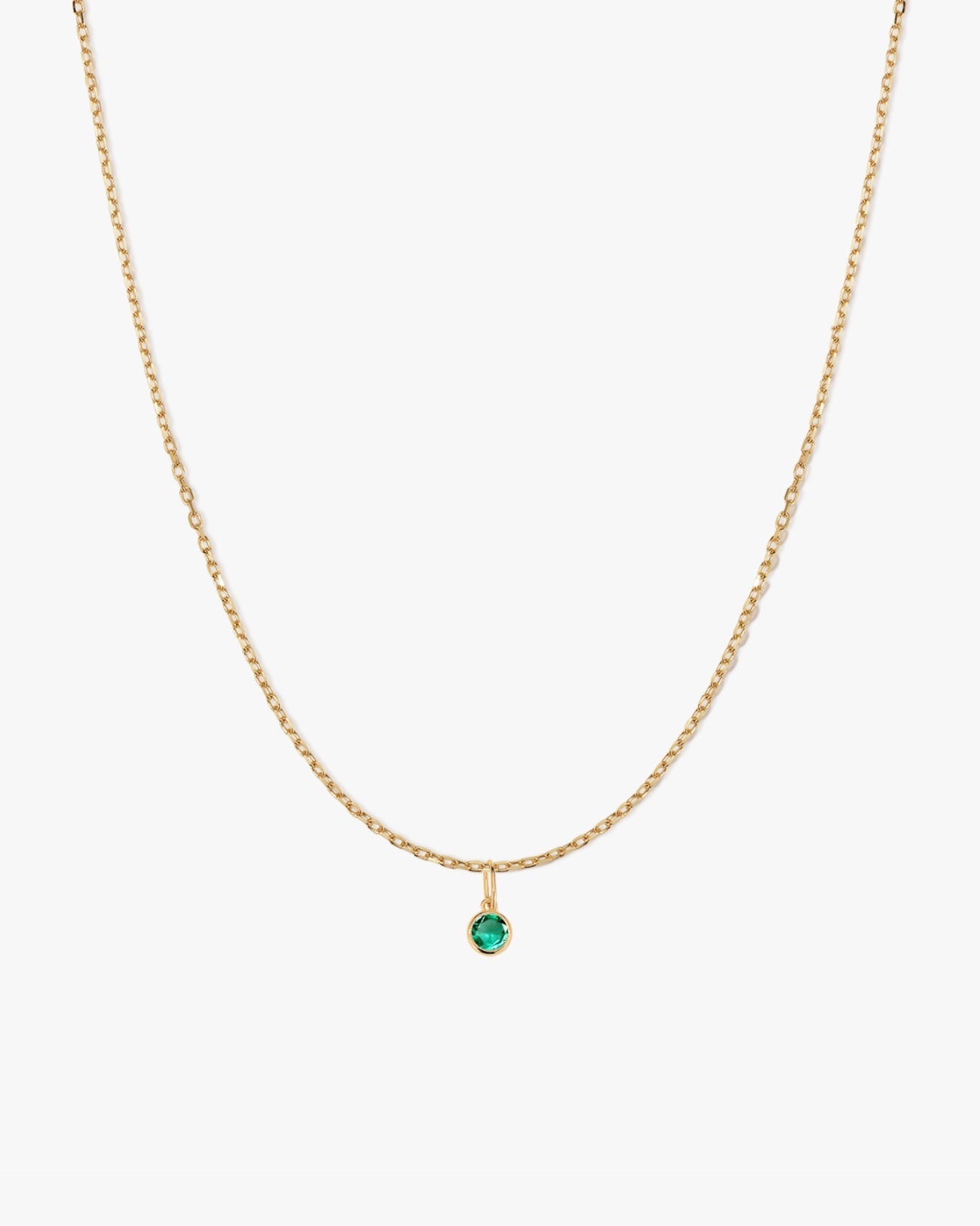 Round Emerald Charm Necklace - Midori Jewelry Co.