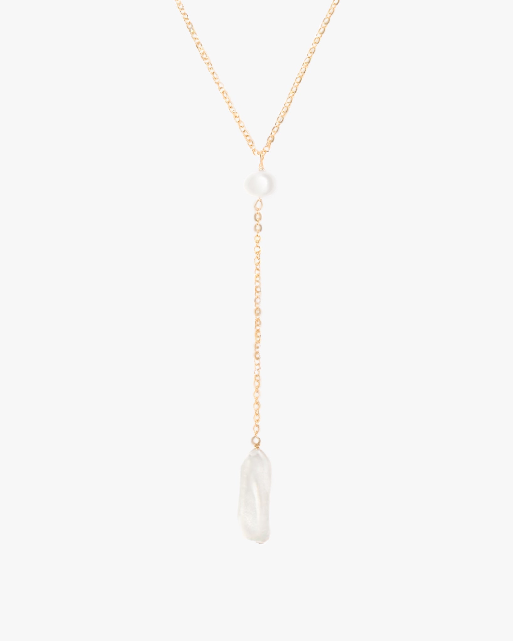 Elle Pearl Lariat Necklace / Gold-Filled - Midori Jewelry Co.