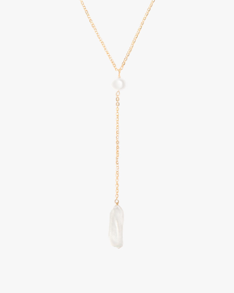 Elle Pearl Lariat Necklace / Gold-Filled - Midori Jewelry Co.