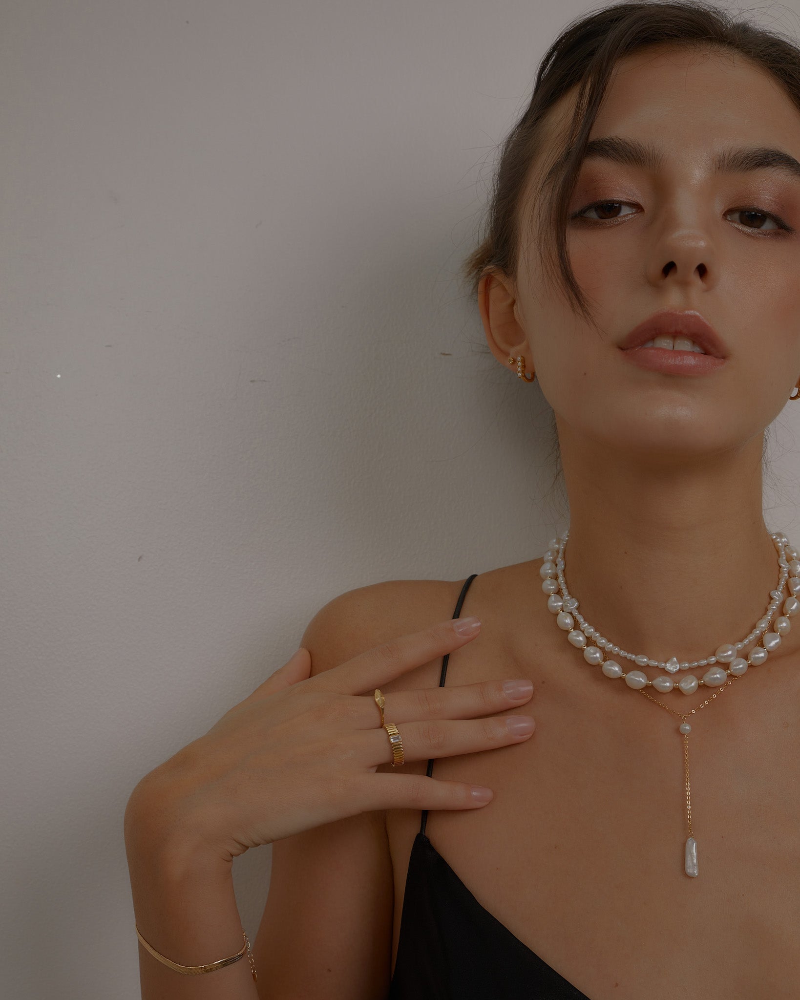 Lariat Necklaces Elle Pearl Lariat Necklace / Gold-Filled Midori Jewelry Co.