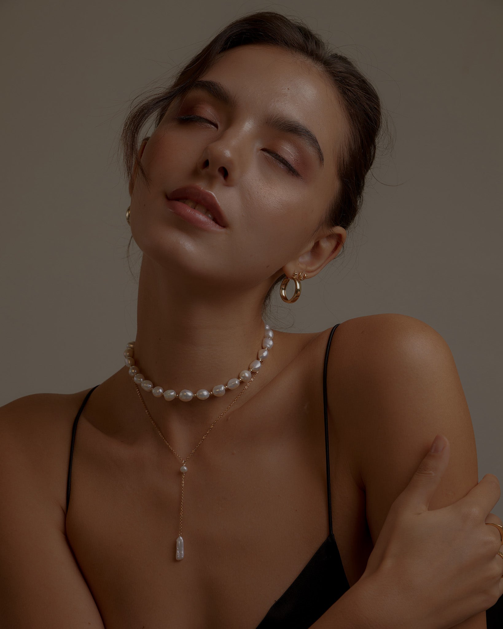 Lariat Necklaces Elle Pearl Lariat Necklace / Gold-Filled Midori Jewelry Co.