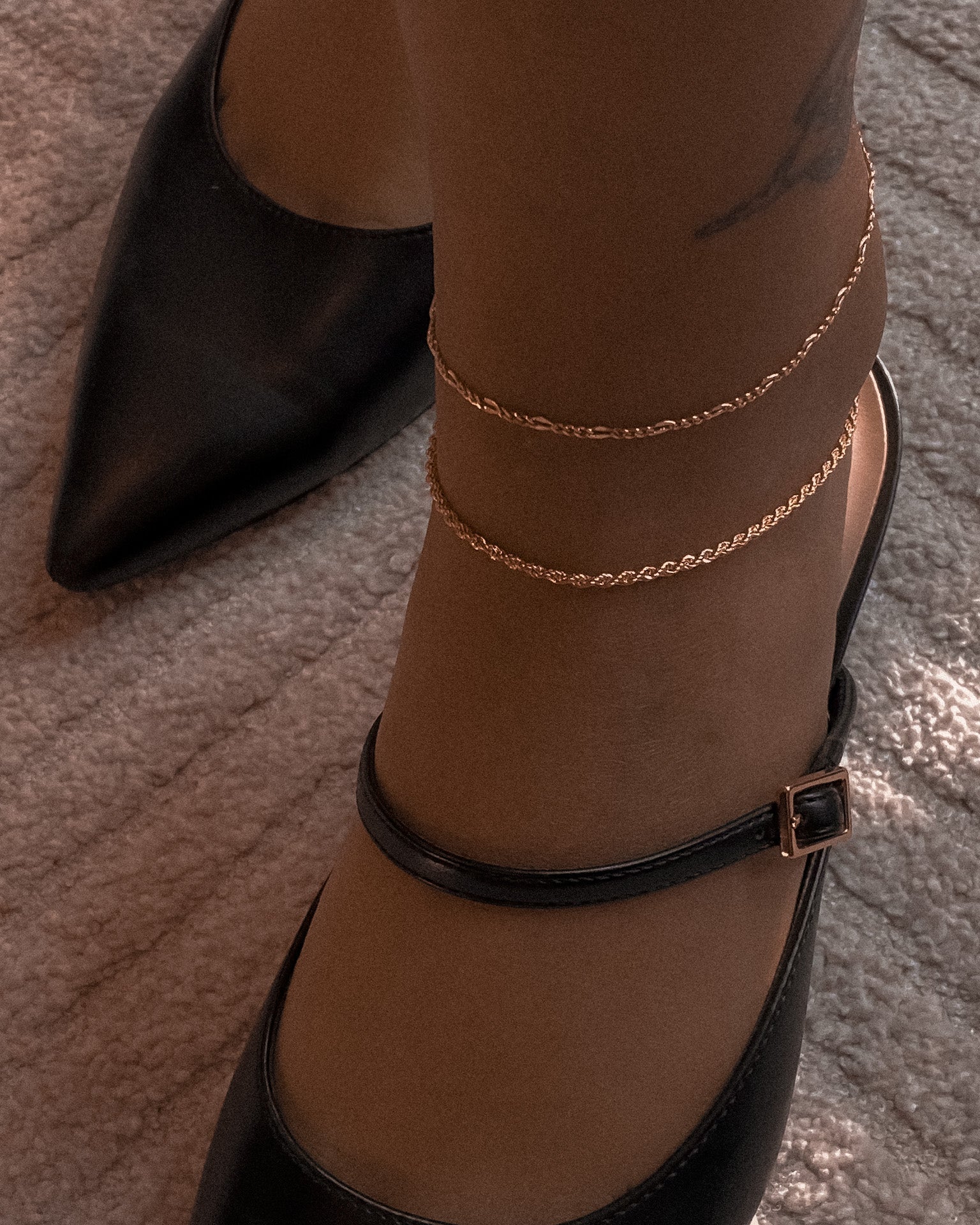 Figaro Chain Anklet / Gold-Filled - Midori Jewelry Co.