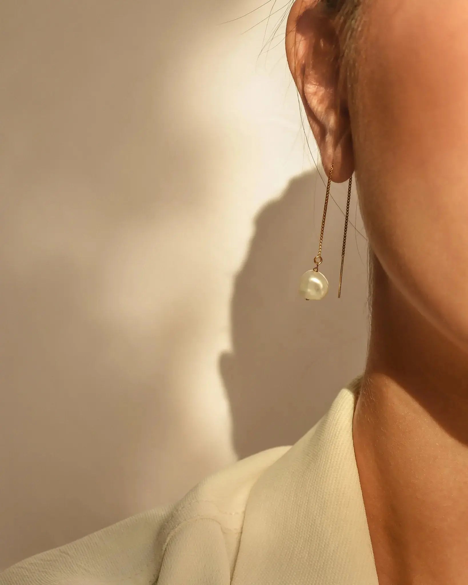 Pearl Earrings Giovanna Pearl Threader Earrings / Gold-Filled Midori Jewelry Co.