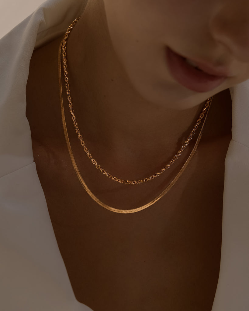 Chain Necklaces Hera Herringbone Chain Necklace / Gold-Filled Midori Jewelry Co.