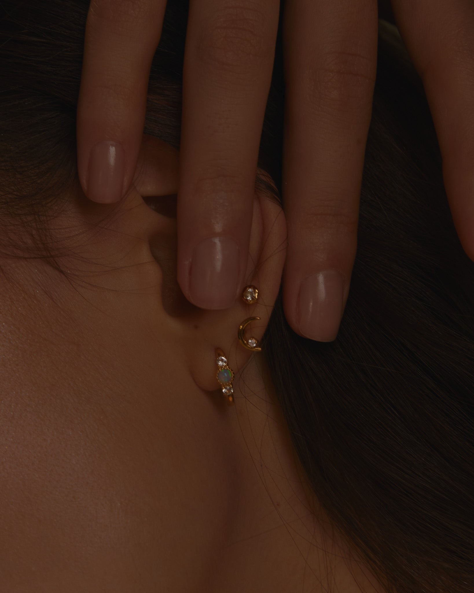 Hoop Earrings Nebula Opal Hoops / 9K Solid Gold Midori Jewelry Co.