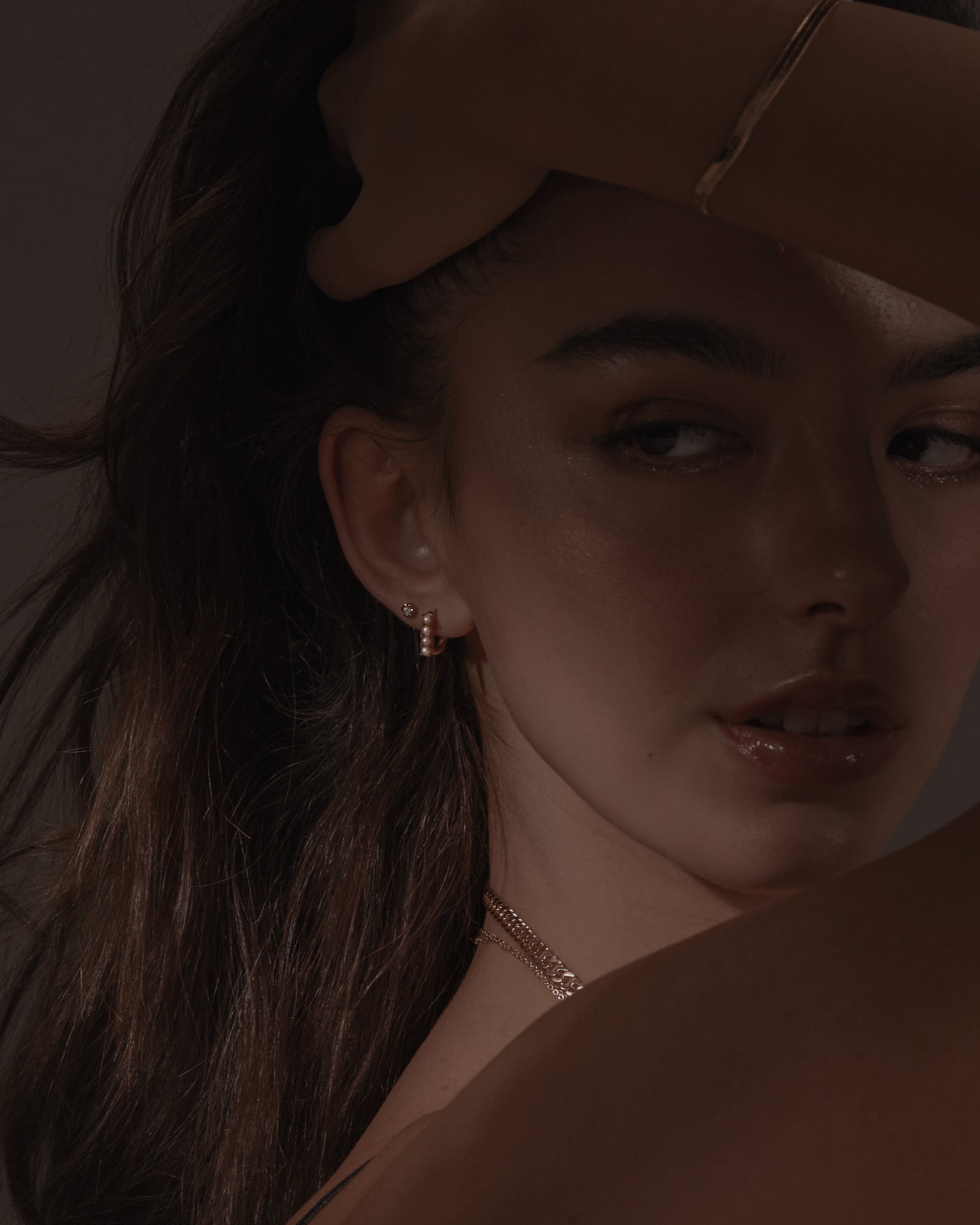 Hoop Earrings Oval Pearl Pavé Hoops / Gold Vermeil Midori Jewelry Co.