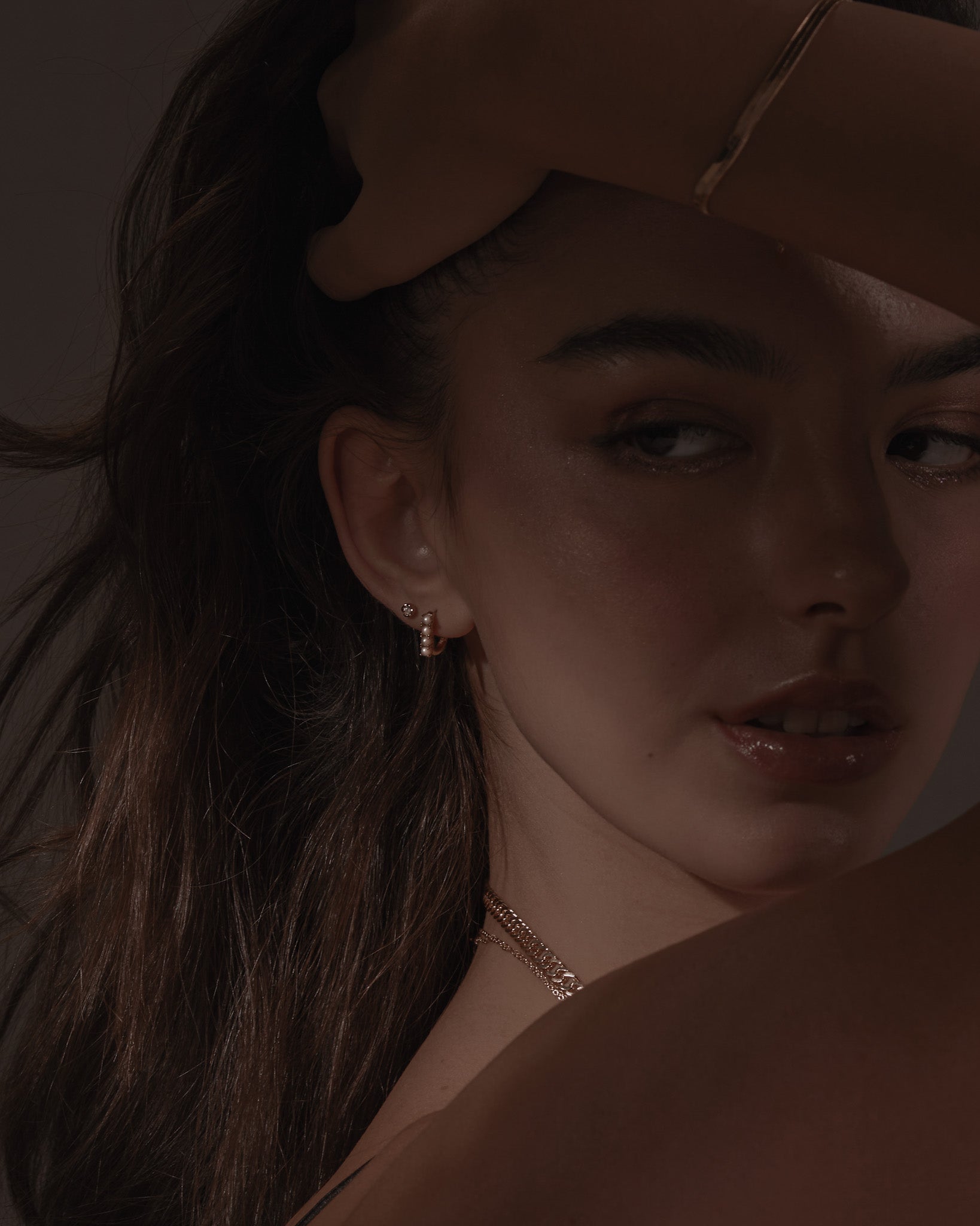 Hoop Earrings Oval Pearl Pavé Hoops / Gold Vermeil Midori Jewelry Co.