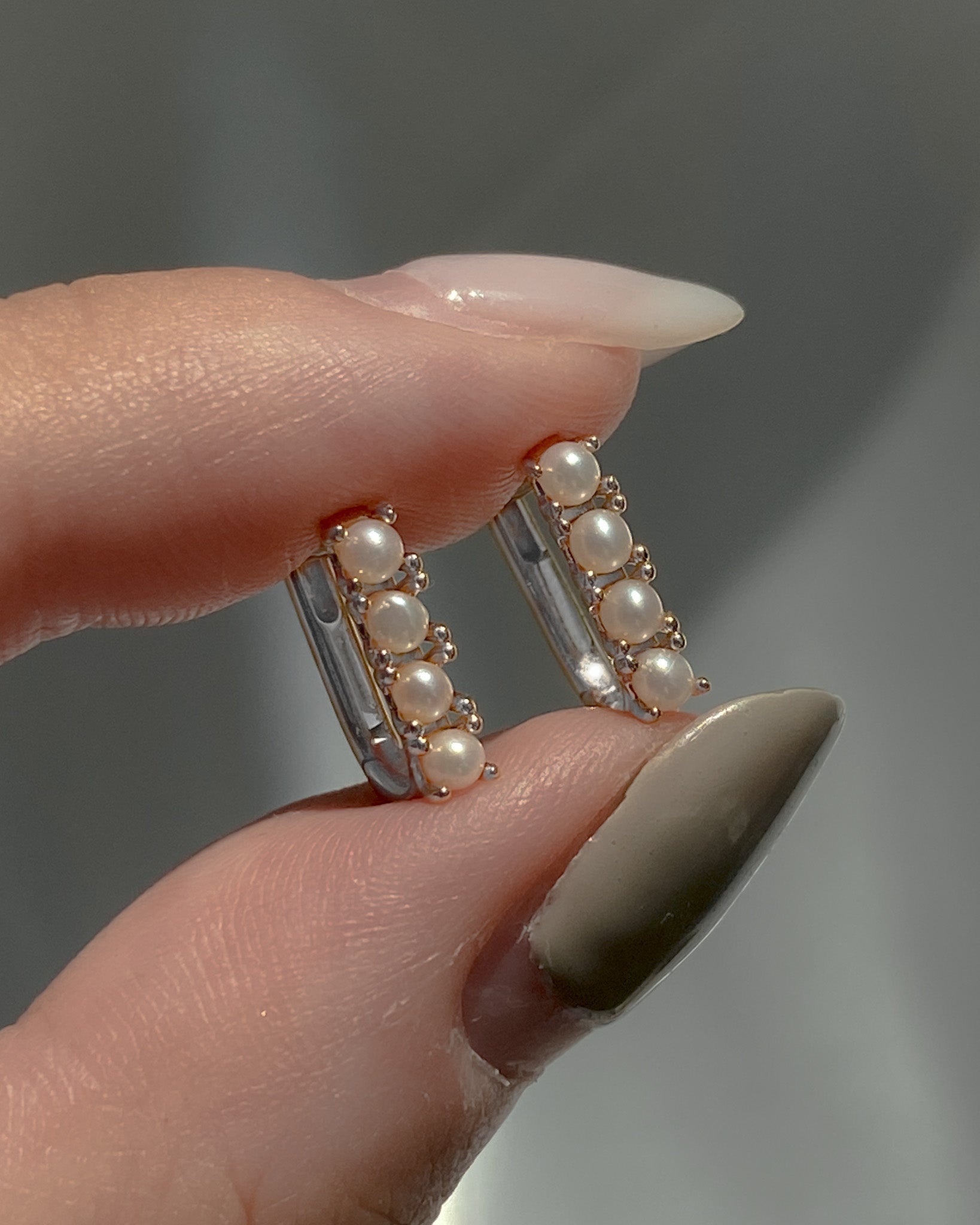 Hoop Earrings Oval Pearl Pavé Hoops / Sterling Silver Midori Jewelry Co.