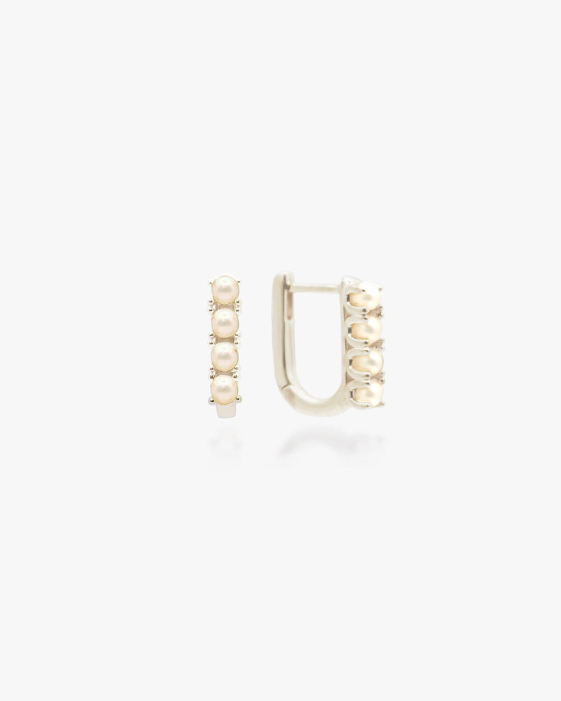 Oval Pearl Pavé Hoops / Sterling Silver - Midori Jewelry Co.