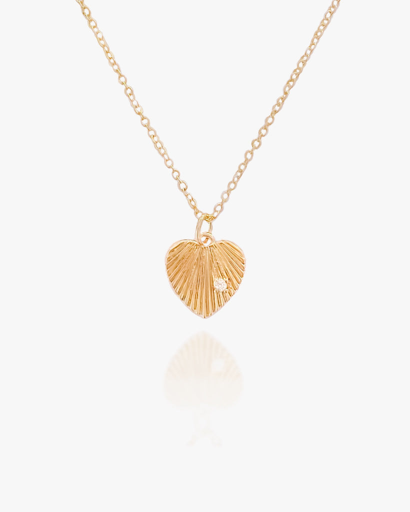 Ribbed Heart Pendant Necklace / Gold-Filled - Midori Jewelry Co.