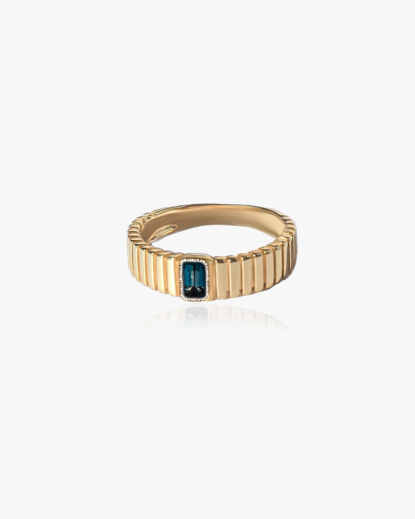 Saturn Ribbed Ring / 9K Solid Gold - Midori Jewelry Co.