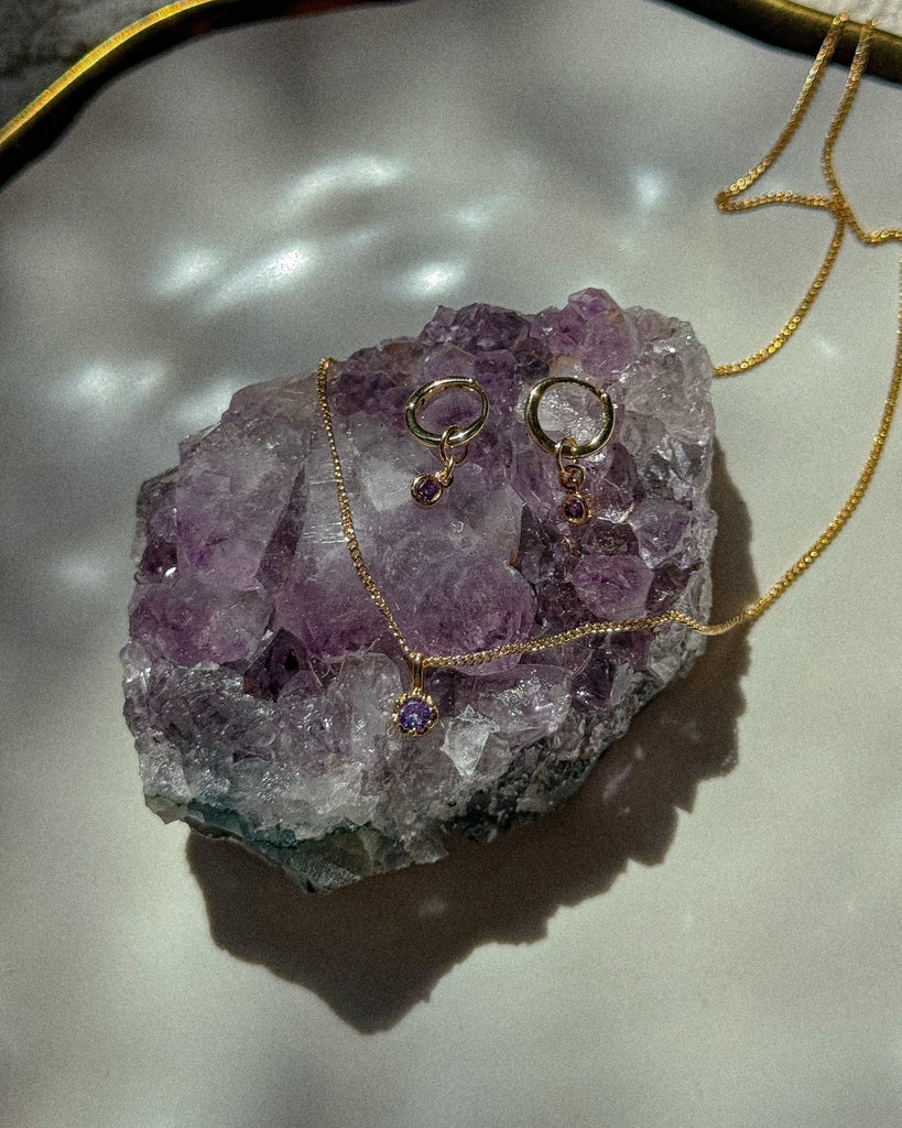 Amethyst Solitaire Necklace - Midori Jewelry Co.