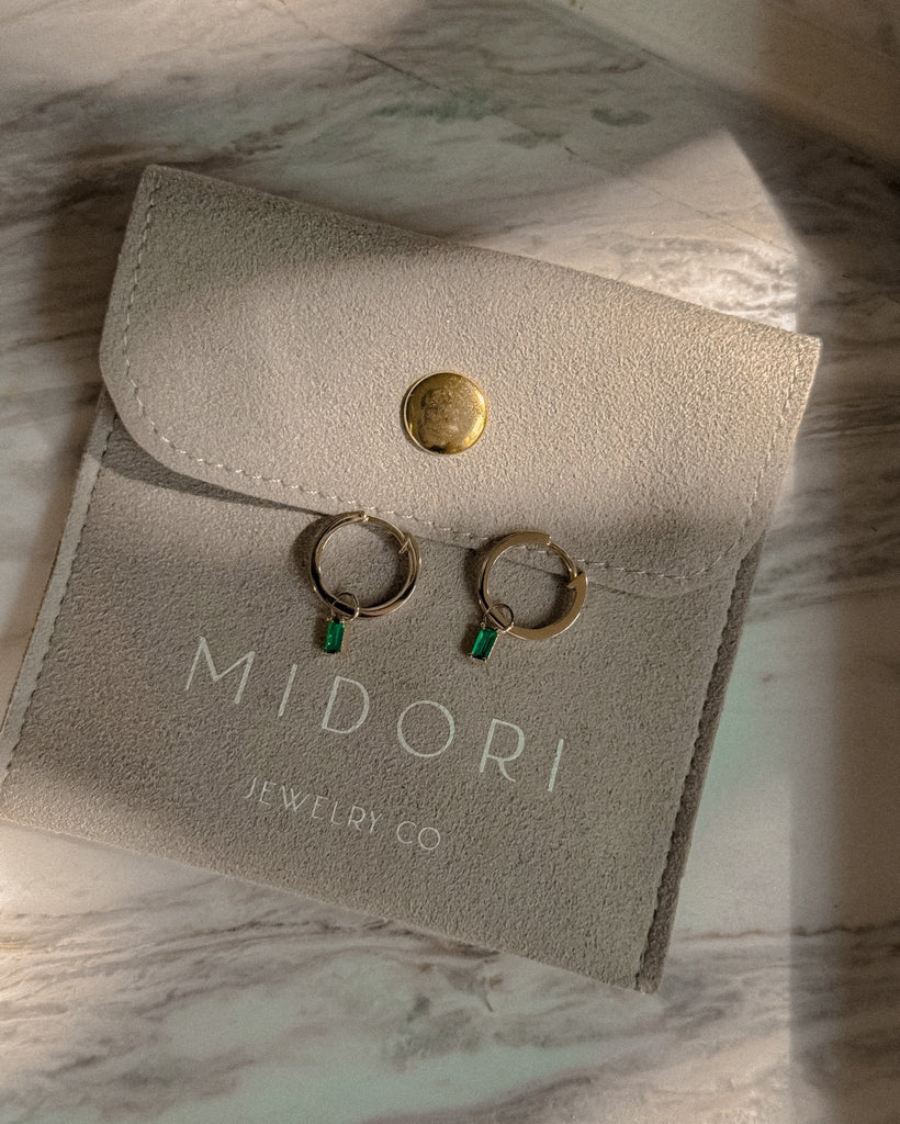 Emerald Hoop Earring - Midori Jewelry Co.