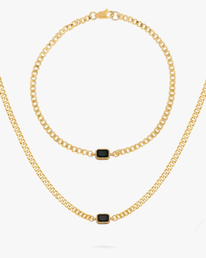 Harlow Onyx Choker & Bracelet Set - Midori Jewelry Co.