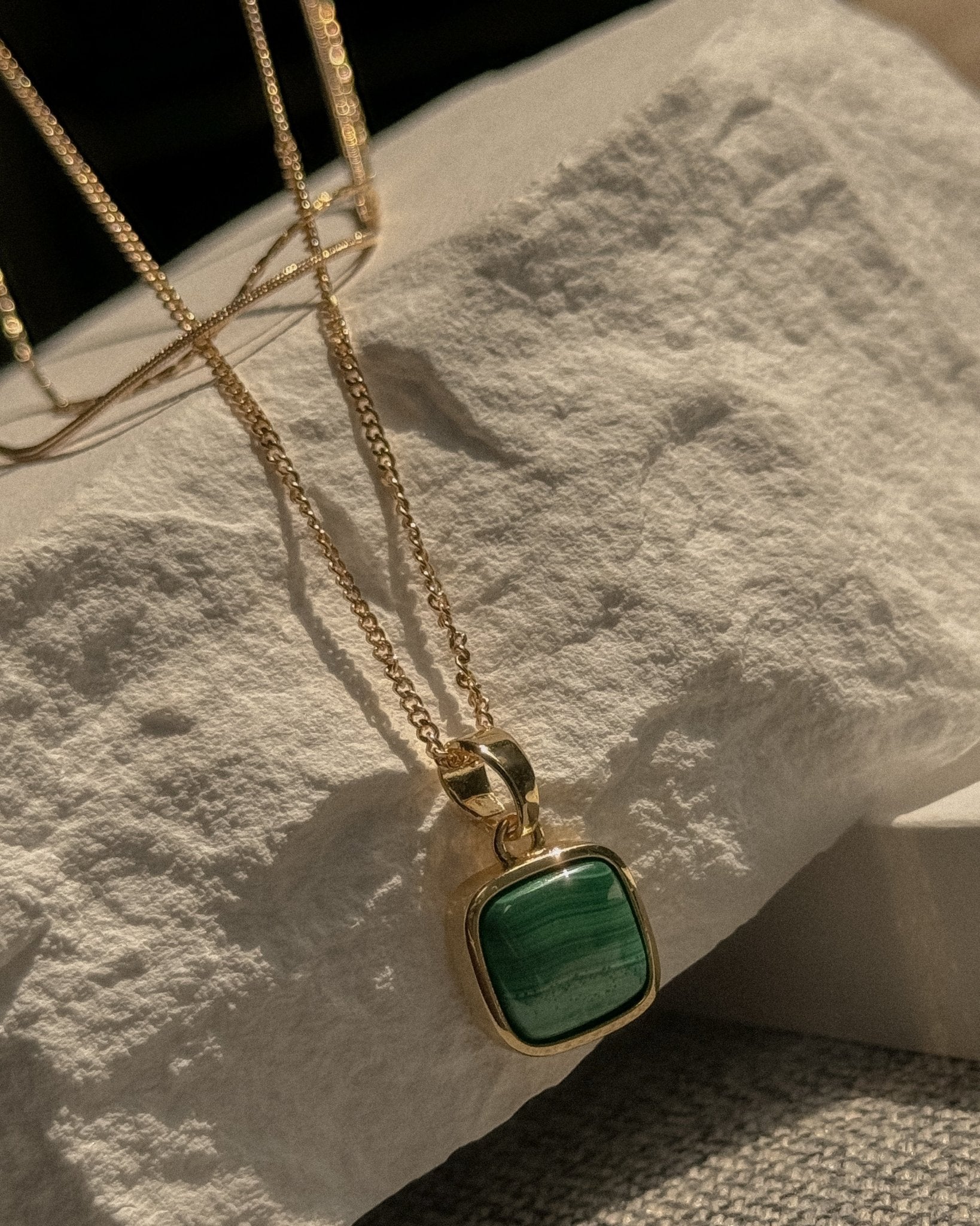 Square Malachite Pendants Lucy Williams Square Malachite Necklace
