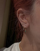 Oval Emerald Huggie Charm - Midori Jewelry Co.