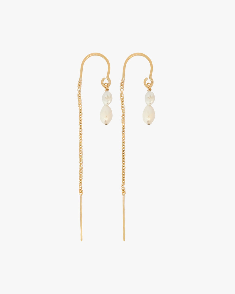 Petit Duo Pearl Threader Earrings - Midori Jewelry Co.