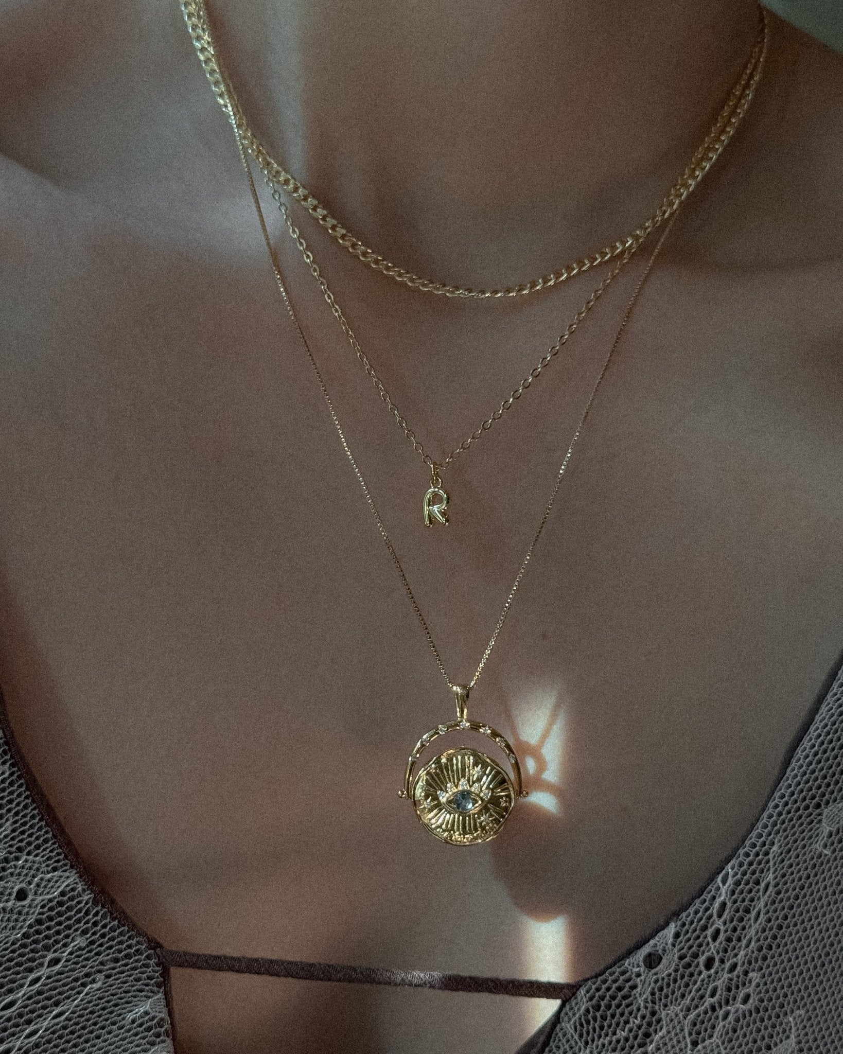 Puffed Initial Necklace - Midori Jewelry Co.