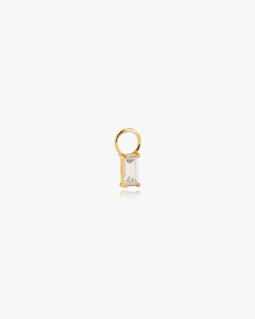 Rectangle Hoop Charm White Topaz - Midori Jewelry Co.
