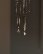 Round Emerald Charm Necklace - Midori Jewelry Co.