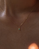 Round Emerald Charm Necklace - Midori Jewelry Co.