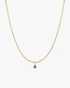 Round Emerald Charm Necklace - Midori Jewelry Co.