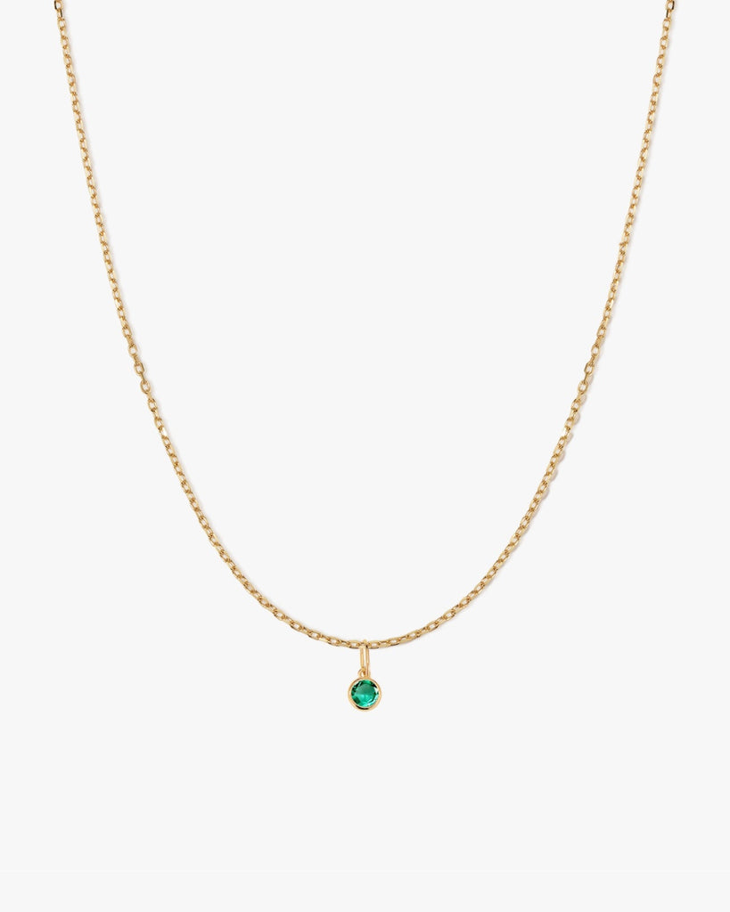 Round Emerald Charm Necklace - Midori Jewelry Co.