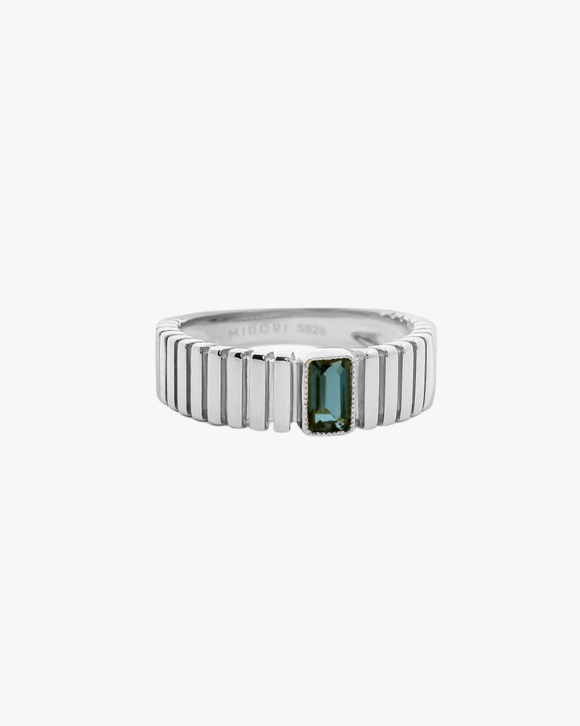 Saturn Ribbed Ring in Silver - Midori Jewelry Co.