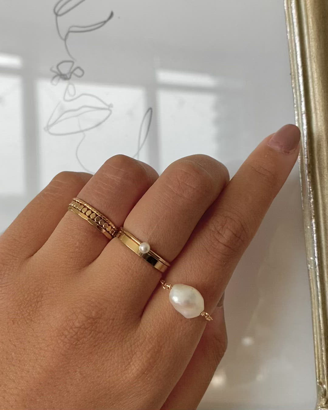 Gold-Filled Solitaire Pearl Stacking Ring