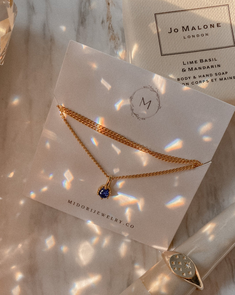 Pendants Sapphire Solitaire Pendant / Gold-Filled Midori Jewelry Co.