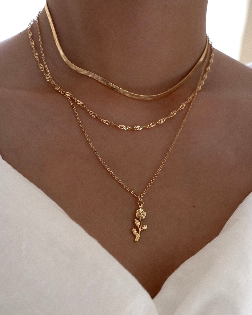 Chain Necklaces Hera Herringbone Chain Necklace / Gold-Filled Midori Jewelry Co.