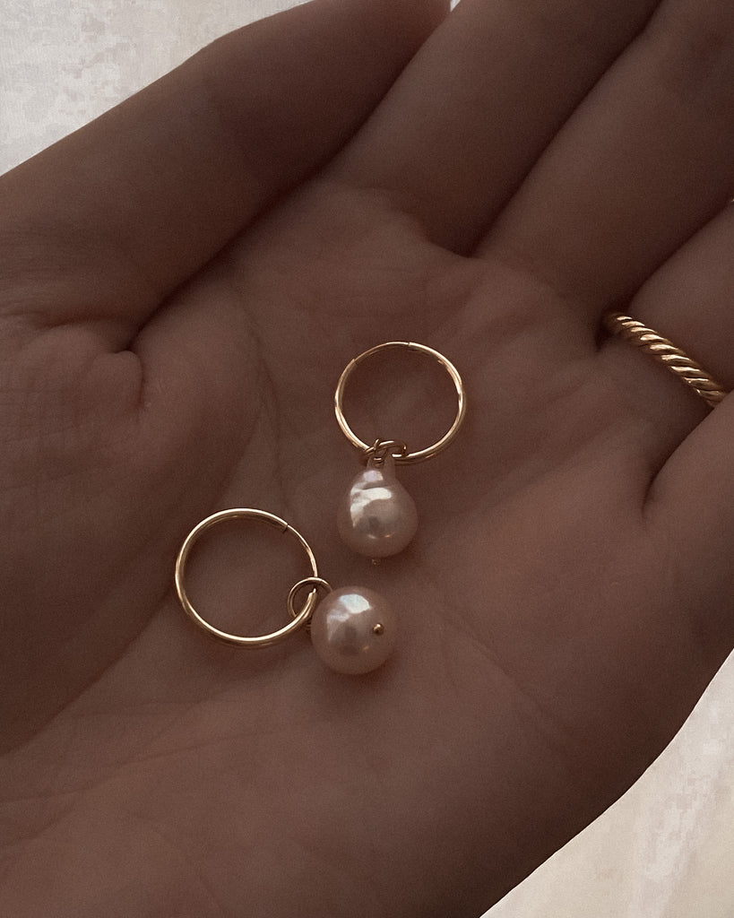 Akoya Pearl Hoop Earrings / Gold-Filled - Midori Jewelry Co.