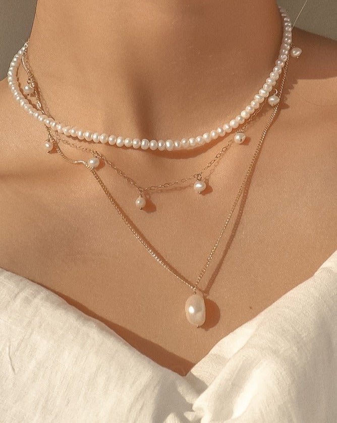 Real Freshwater Pearl Pendant Necklace & Earring Set | Five Pearl Chok –  Bourdage Pearls