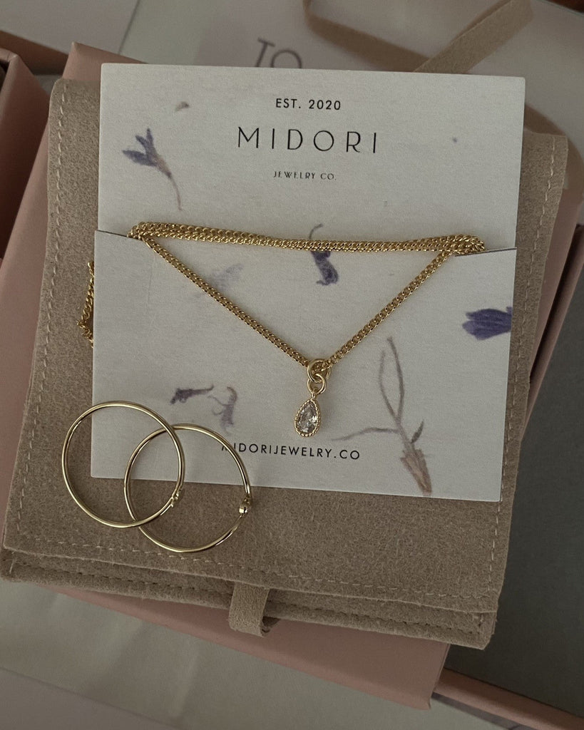 Bridget Teardrop Charm Necklace / Gold-Filled - Midori Jewelry Co.