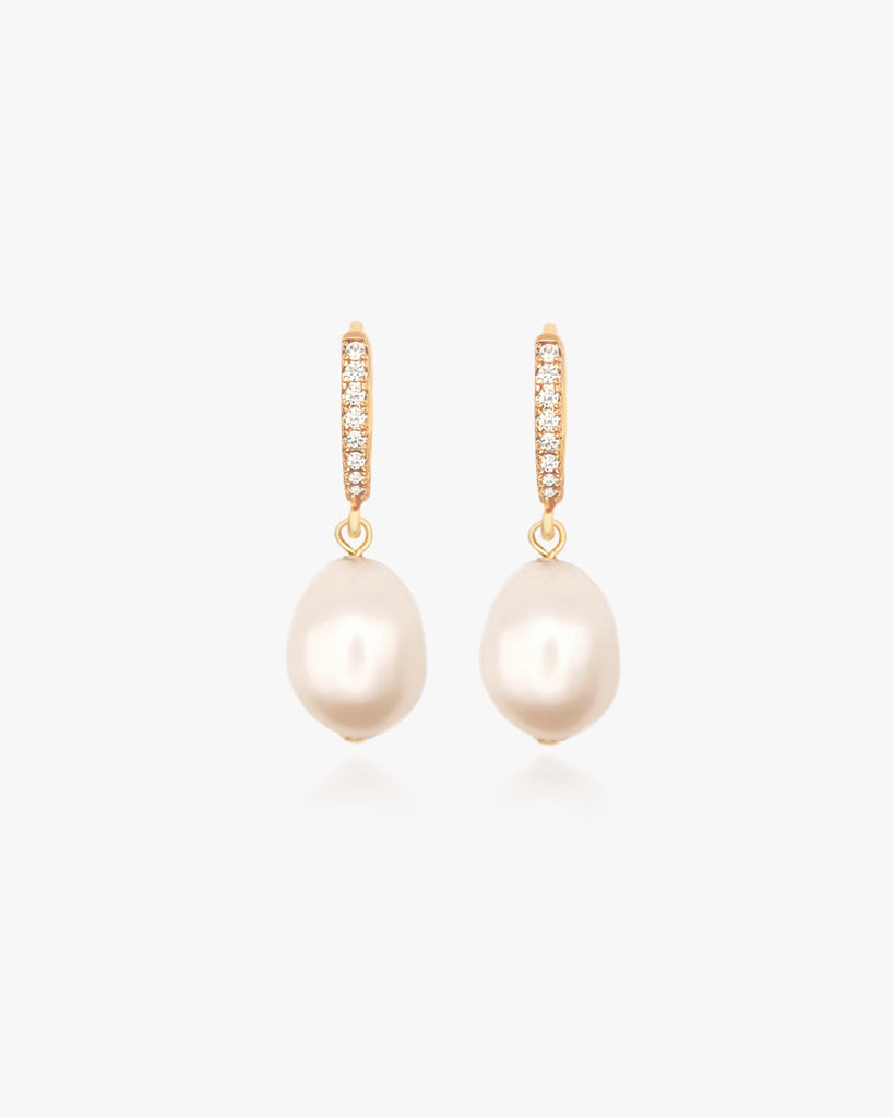 Charlotte Pearl Hoops / Gold-Filled - Midori Jewelry Co.
