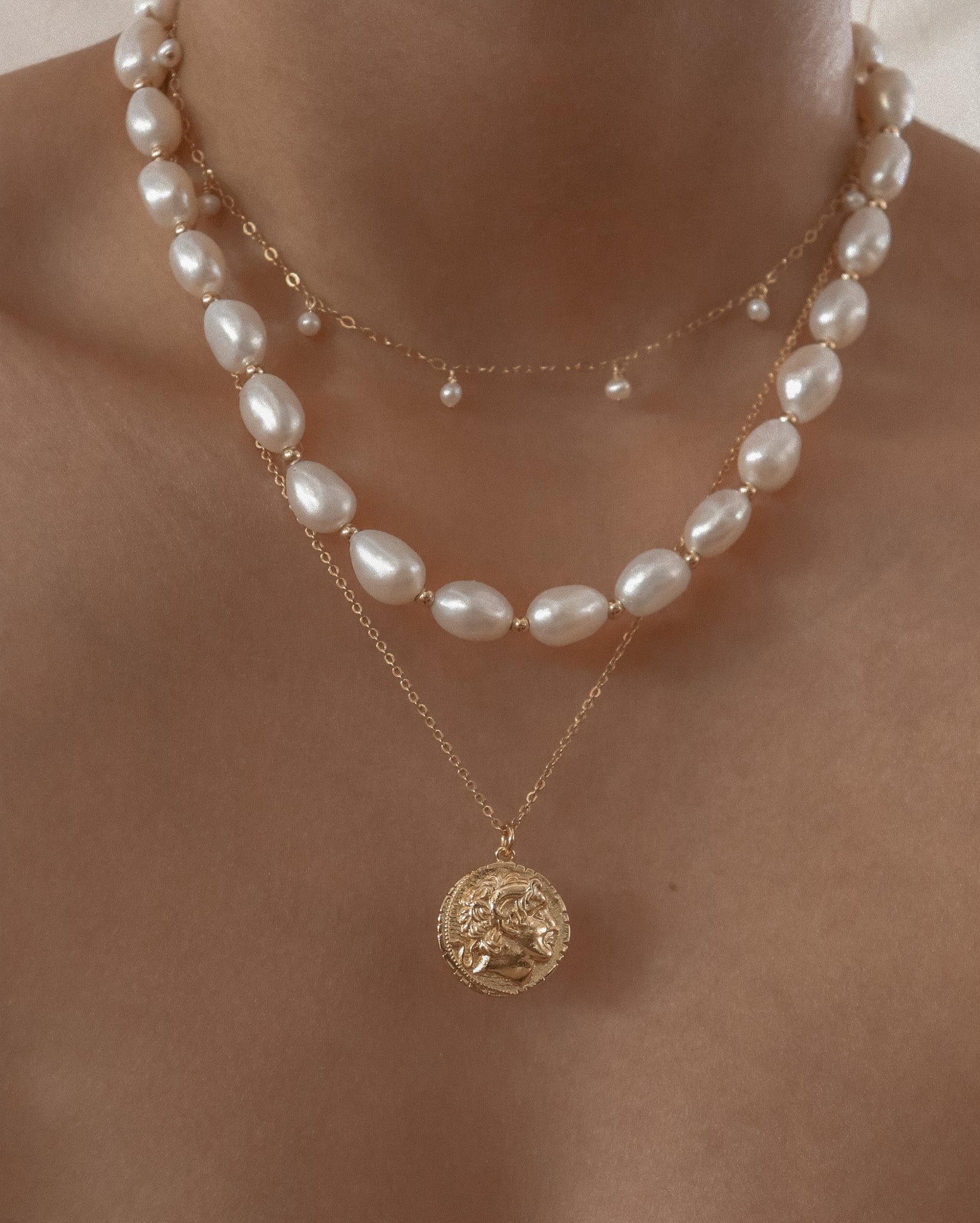 Gold-Filled Pearl Satellite Choker Necklace | Midori Jewelry Co. Small (12-14/30-35cm)