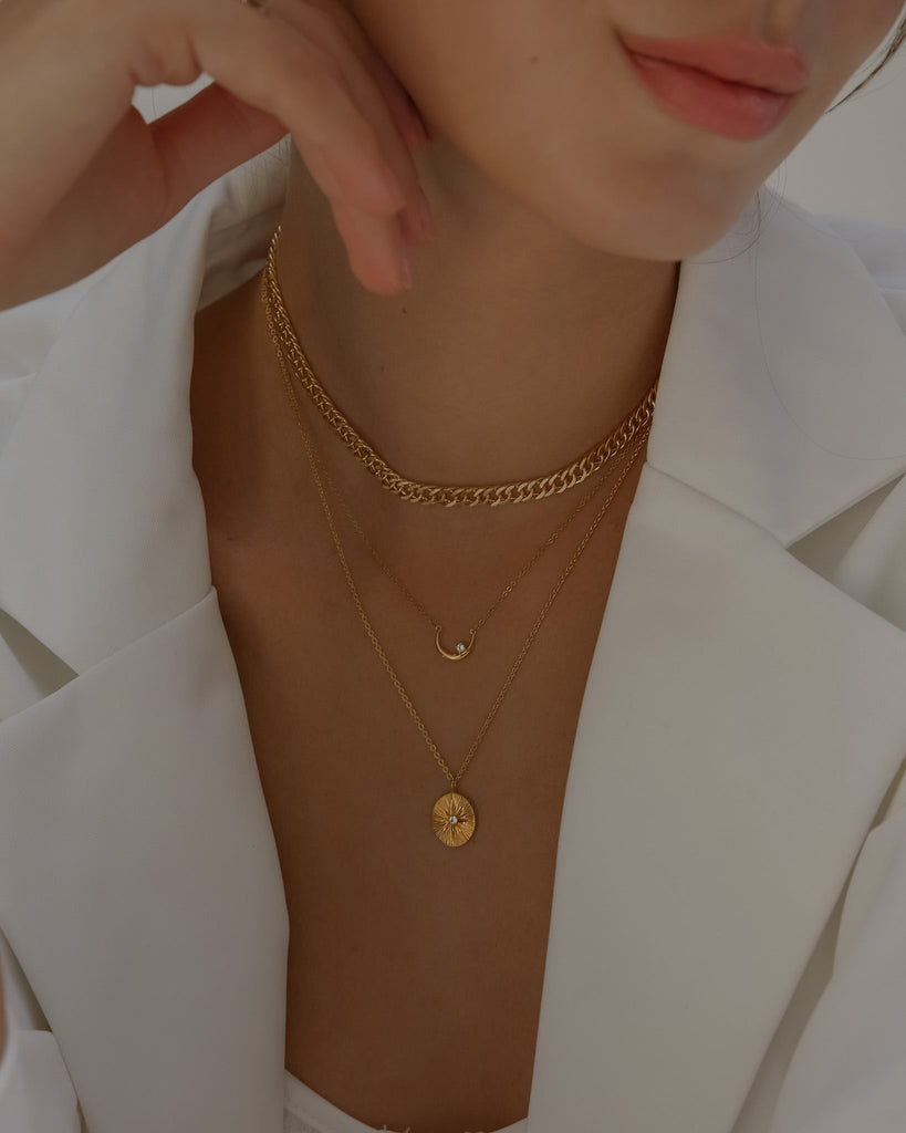 Pendant Necklace Crescent Moon Choker Necklace / Gold Vermeil Midori Jewelry Co.