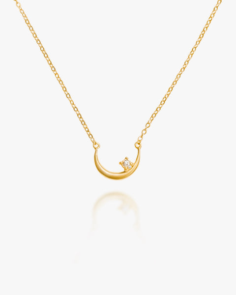 Crescent Moon Necklace in textured gold-plated sterling silver – Jewelry by  Glassando