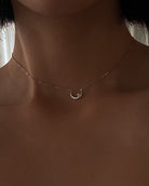 Crescent Moon Choker Necklace / Sterling Silver - Midori Jewelry Co.