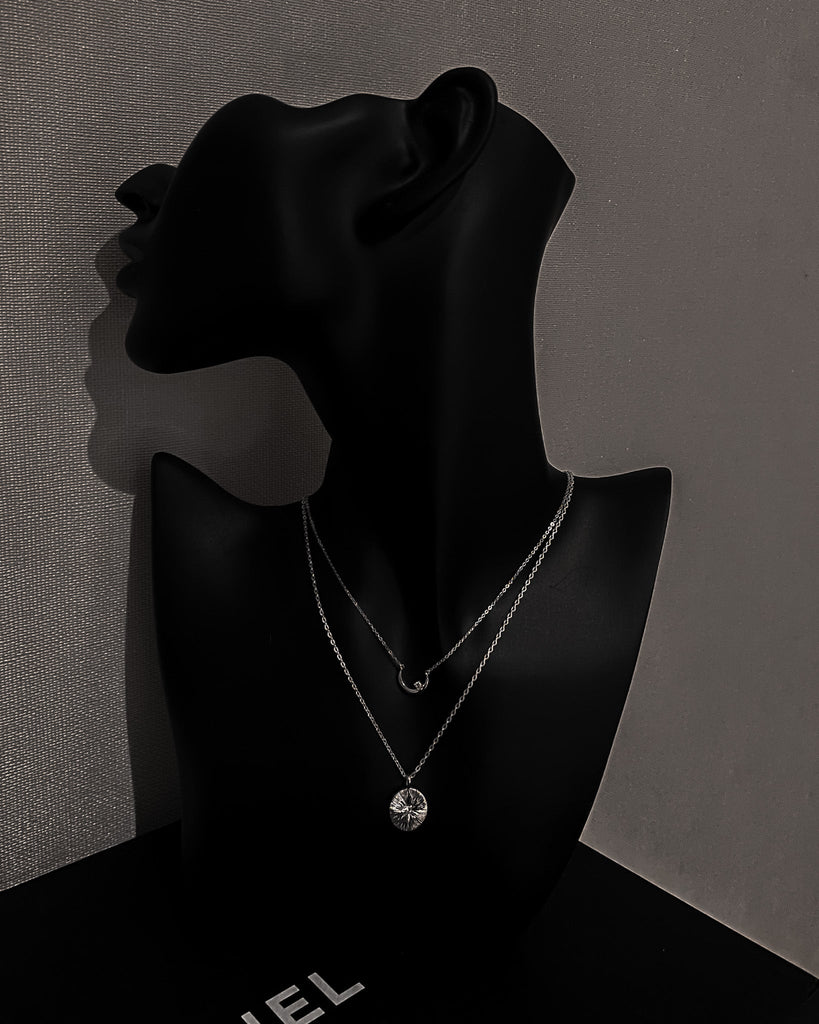 Crescent Moon Choker Necklace / Sterling Silver - Midori Jewelry Co.