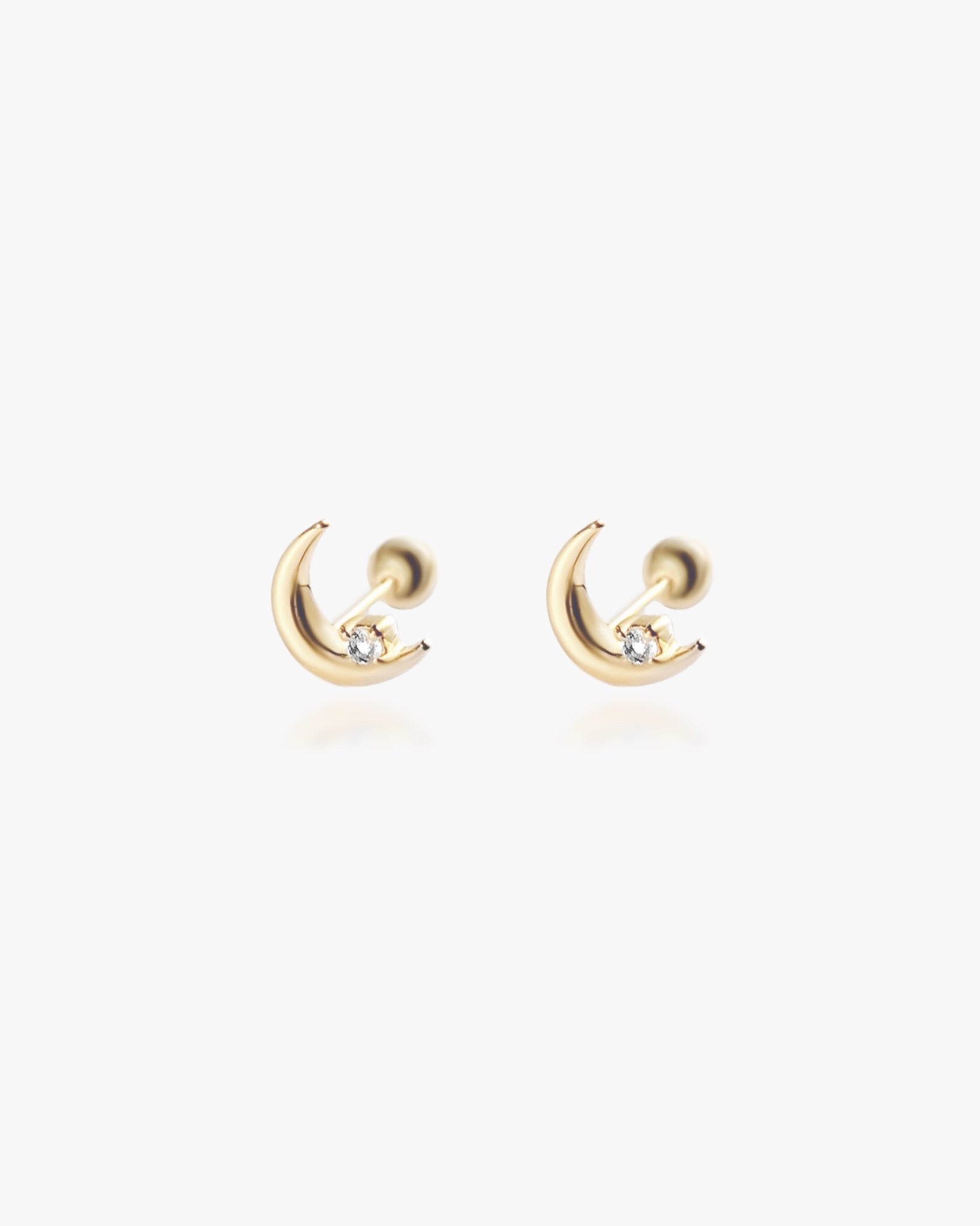 Solid Gold Crescent Moon Stud Earrings Midori Jewelry