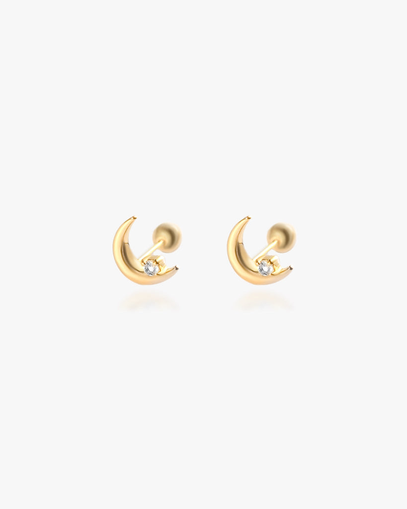 Crescent Moon Stud Earrings / Gold Vermeil - Midori Jewelry Co.