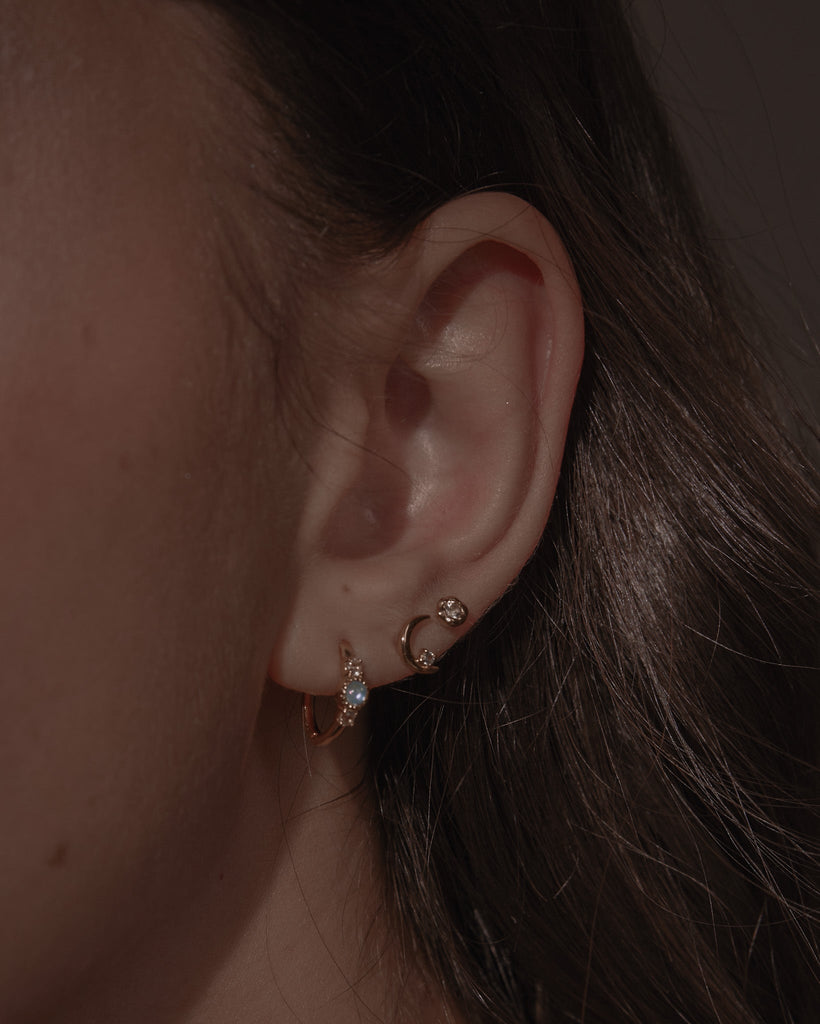 Stud Earrings Crescent Moon Studs / 9K Solid Gold Midori Jewelry Co.