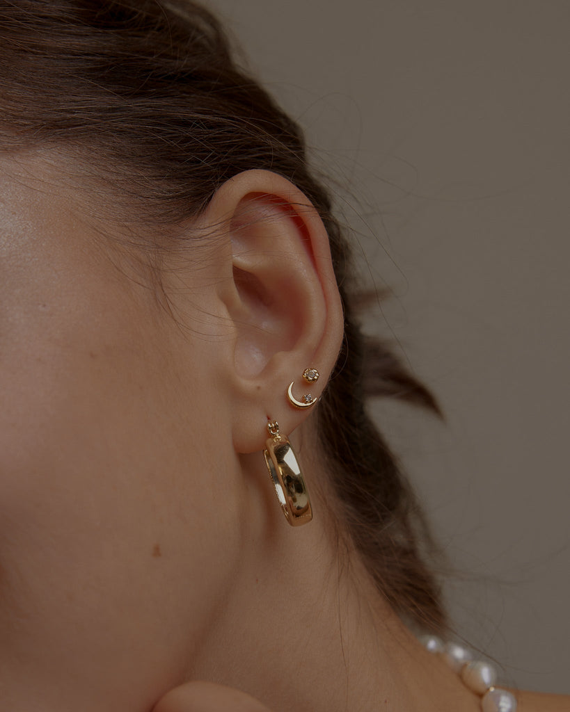 Stud Earrings Crescent Moon Studs / Gold Vermeil Midori Jewelry Co.