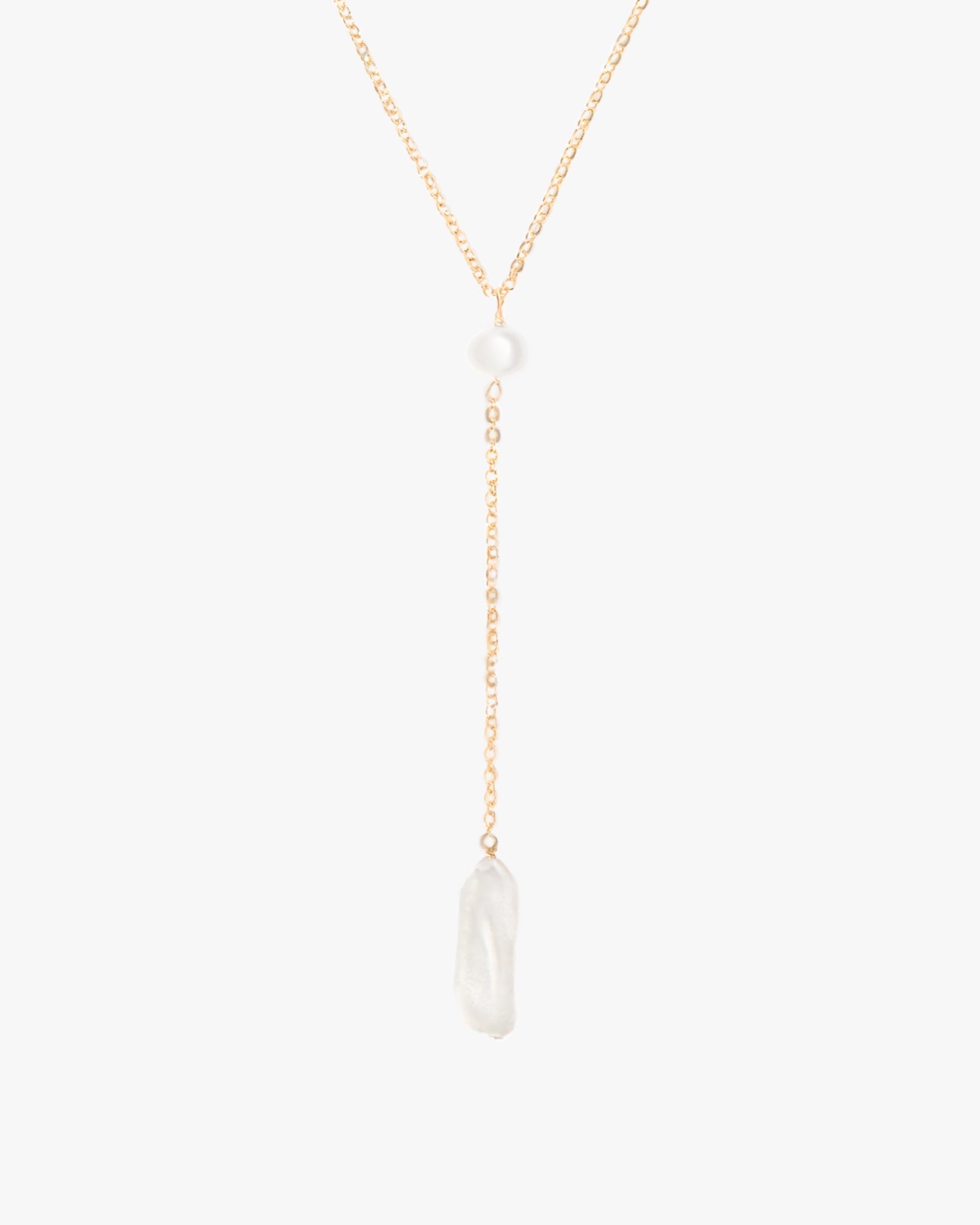 Elle Pearl Lariat Necklace / Gold-Filled - Midori Jewelry Co.
