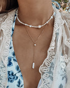 Lariat Necklaces Elle Pearl Lariat Necklace / Gold-Filled Midori Jewelry Co.