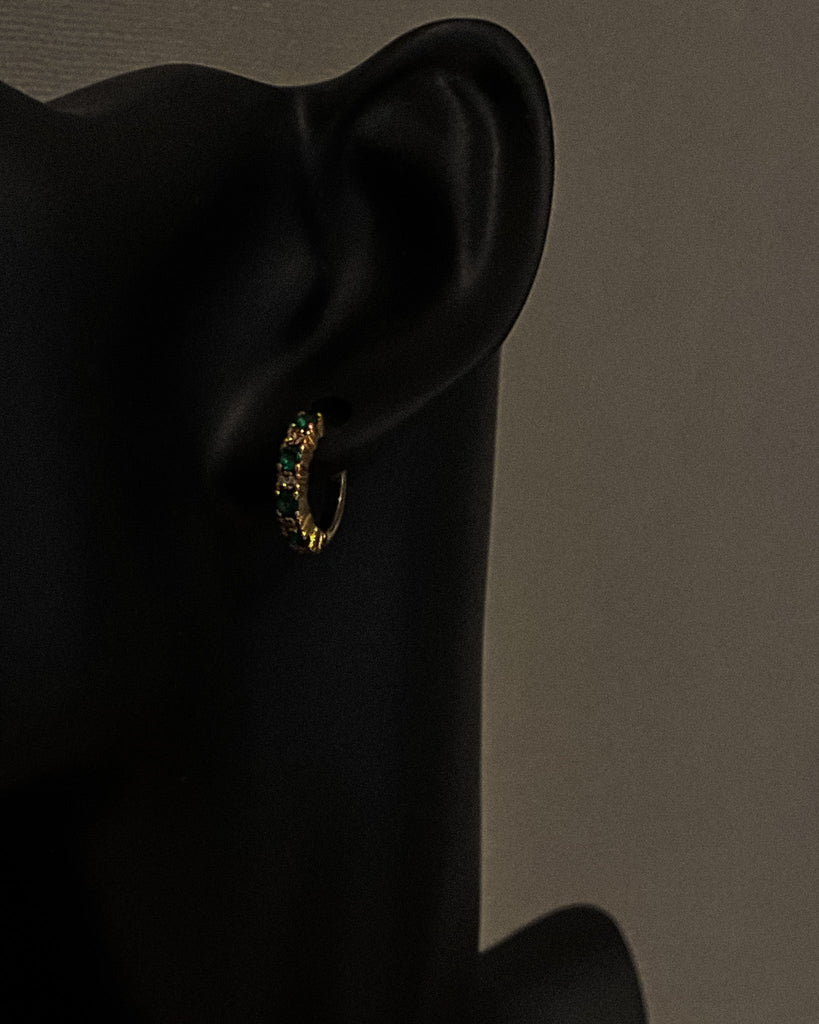 Emerald Huggie Hoops / Gold-Filled - Midori Jewelry Co.